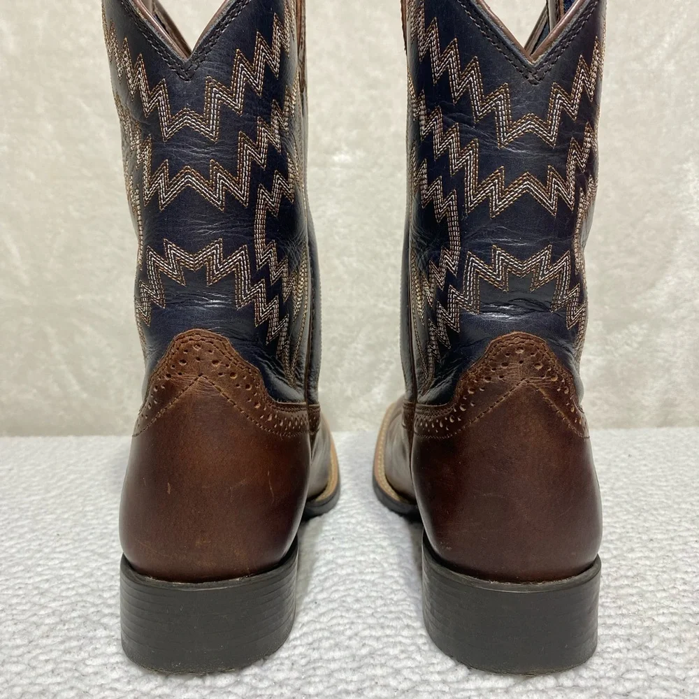 ARIAT Youth Boys Tycoon Western Cowboy Boots Brown/Black Leather Size 2.5